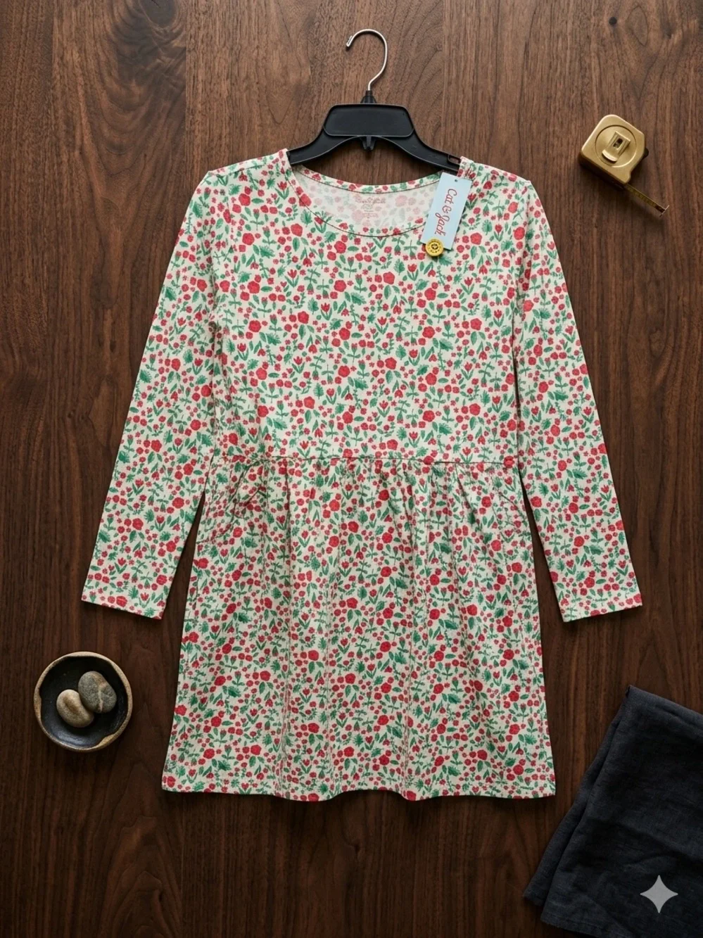 NEW Cat & Jack Girls Floral Long Sleeve Fit & Flare Dress with Pockets Sz14/16
